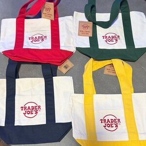 Trader Joe's Mini Canvas Tote Bags SET OF 4 (one of each color)